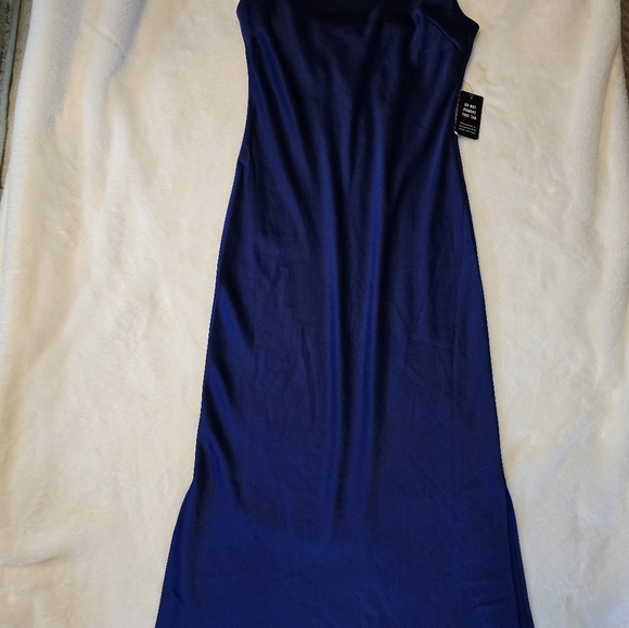 EXPRESS NWT Women’s Size XS Royal Blue Cowl Neck Satin Midi Slip Dress. - Picture 6 of 7